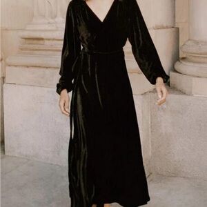 Christy Dawn Black Velvet Wrap Dress